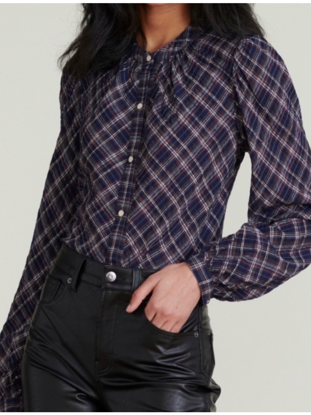 Veronica Beard Ashlynn Blouse In Multicolor Blue Plaid Size 4